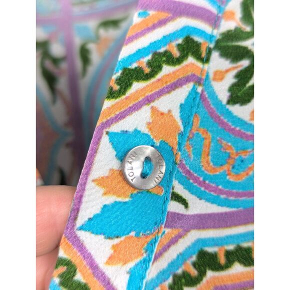 NICKY HILTON x TOLANI 100% Silk Arienzo Shirt Dress Mosaic Boho Feminine Small - Picture 3 of 7